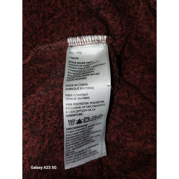 Eddie Bauer Radiator Fleece 1/4 Snap Sweater Sweatshirt Large Heather Orange - Picture 7 of 8